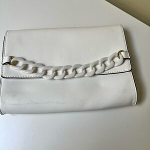 Gianni Bini White Chain Clutch/Shoulder Bag